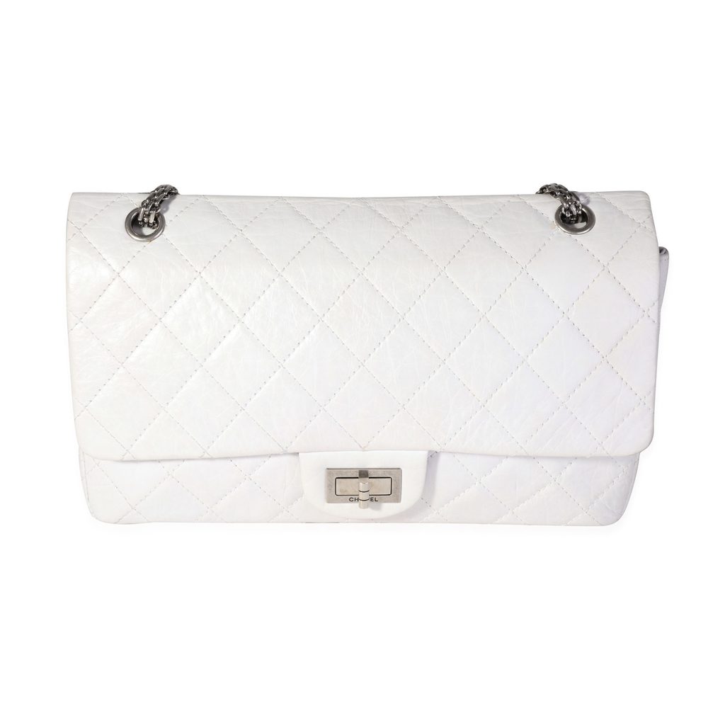 Chanel White Aged Calfskin Quilted 2.55 Reissue 227 Flap